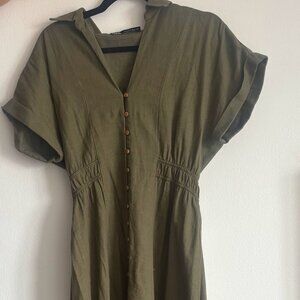 Green Zara Button up Dress